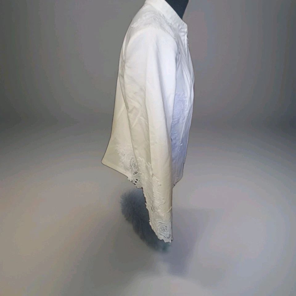 CHAQUETA INC INTERNATIONAL CONCEPT BLANCA CREMALLERA COMPLETA XL CON ENCAJE Foto 4 de 4