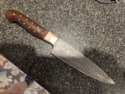 7'' Ladder Pattern Damascus Chef's Knife With A Black Cherry Handle