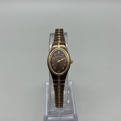 Elgin II Womens Watch 17mm Brown Dial Gold Tone Brown Expansion