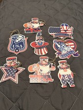 4th of July Patriotic Ornaments Set of 8 varying sizes 