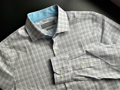Perry Ellis Slim Fit Long Sleeve Plaid ,Soft Cotton Shirt 18 (34-35) | eBay