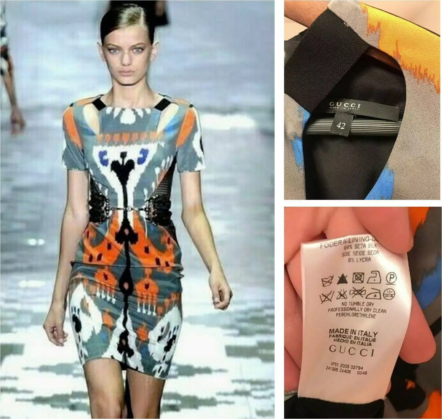 AUTHENTIQUE GUCCI RUNWAY 2010 robe imprimée abstraite 42