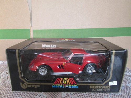 964Z Vintage Burago 3011 Italia Ferrari 250 Gto 1962 Rosso 1:18 + Scatola - Foto 2 di 21