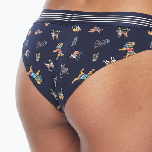Flirtitude Women's Wide Elastic Cheeky Panties MEDIUM Blue Bayou Holiday Dogs  - Picture 2 of 2