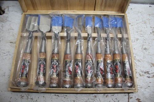 Japanese Nomi Chisel Oire Vintage Old Retro Set of 10 Nishiki Unused - Picture 2 of 13