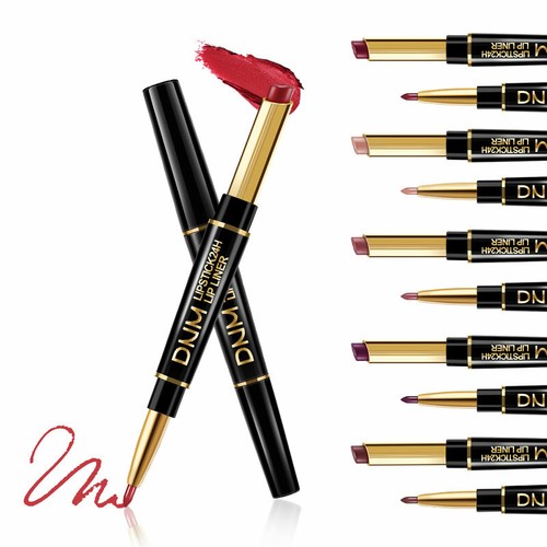 DNM 12 Colores Impermeable Doble Lápiz Labial Lápiz Mate Delineador de Labios Maquillaje de Larga Duración - Imagen 5 de 25