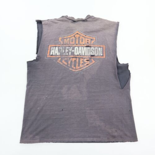 Thrashed Vintage Sun Faded Harley Davidson T-Shirt Tank Senza Maniche Uomo XL - Foto 2 di 12