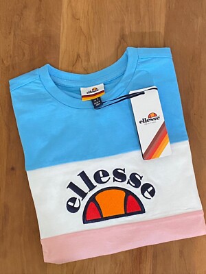 Ellesse Men's T-Shirt Block Pink, White and Blue Size M NWT