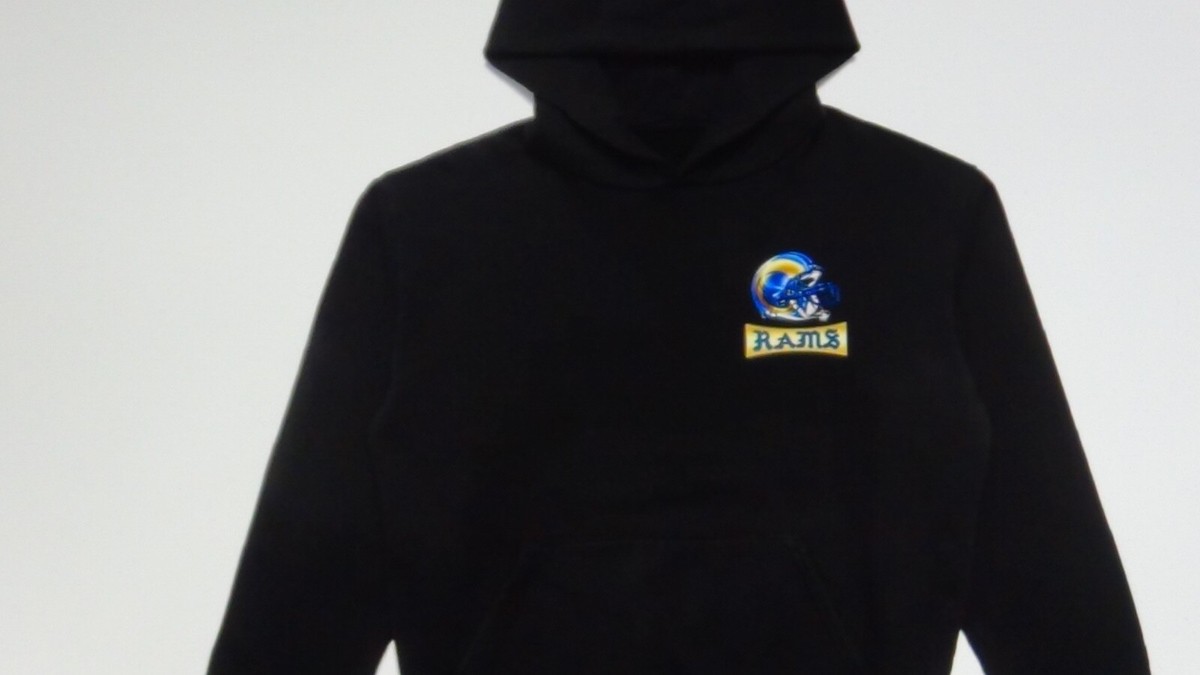 Junk Food Los Angeles Rams Team Helmet Hoodie - Unisex Adult Hooded Sweatshirt, Vintage NFL Apparel