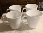 VTG Corning USA M' Wave OK White Coffee Tea Cup Mugs D-Handle Set Of 4