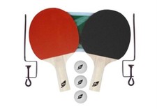 Set Ping Pong Racchette + Rete con Morsetti + 3 Palline Gioco Tennis Da Tavolo
