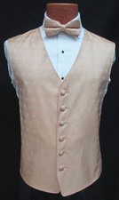 Men's Peach Coral Perry Ellis Tuxedo Vest Tie Formal Groom Cruise Wedding Prom