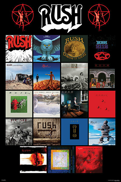 Rush Album Covers 24x36 Poster Rock Canada Fantasy Clockwork Angels Progressive!