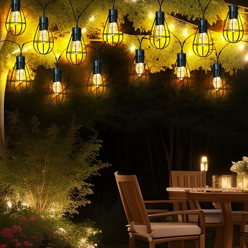 Gartenlampe Lichterkette Solarleuchte 20x LED Laterne Dekolicht Erdspieß Retro - Bild 7 von 12