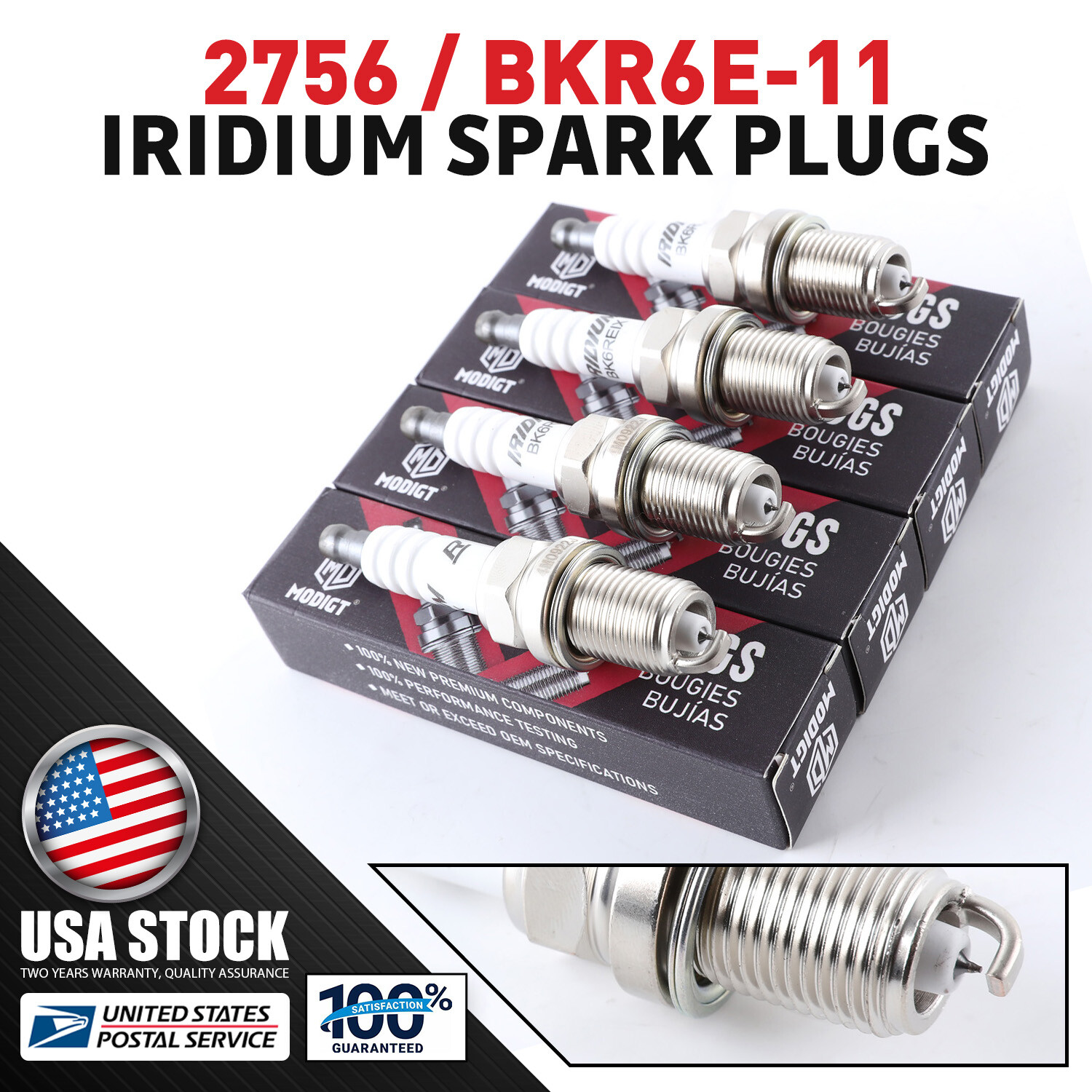 Set of 4 Genuine For NGK 2756 Modigt Spark Plugs BKR6E11 for Toyota Lexus Acura
