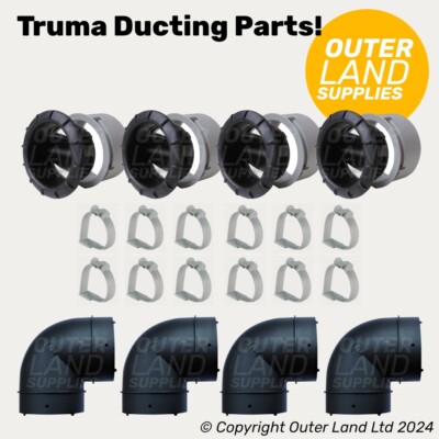 Truma 65mm Ducting Outlets Black Or Grey With Optional, Back Nuts & Pipe Clips