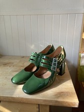 CAREL Patent Leather Mary Jane Pump Heel Green