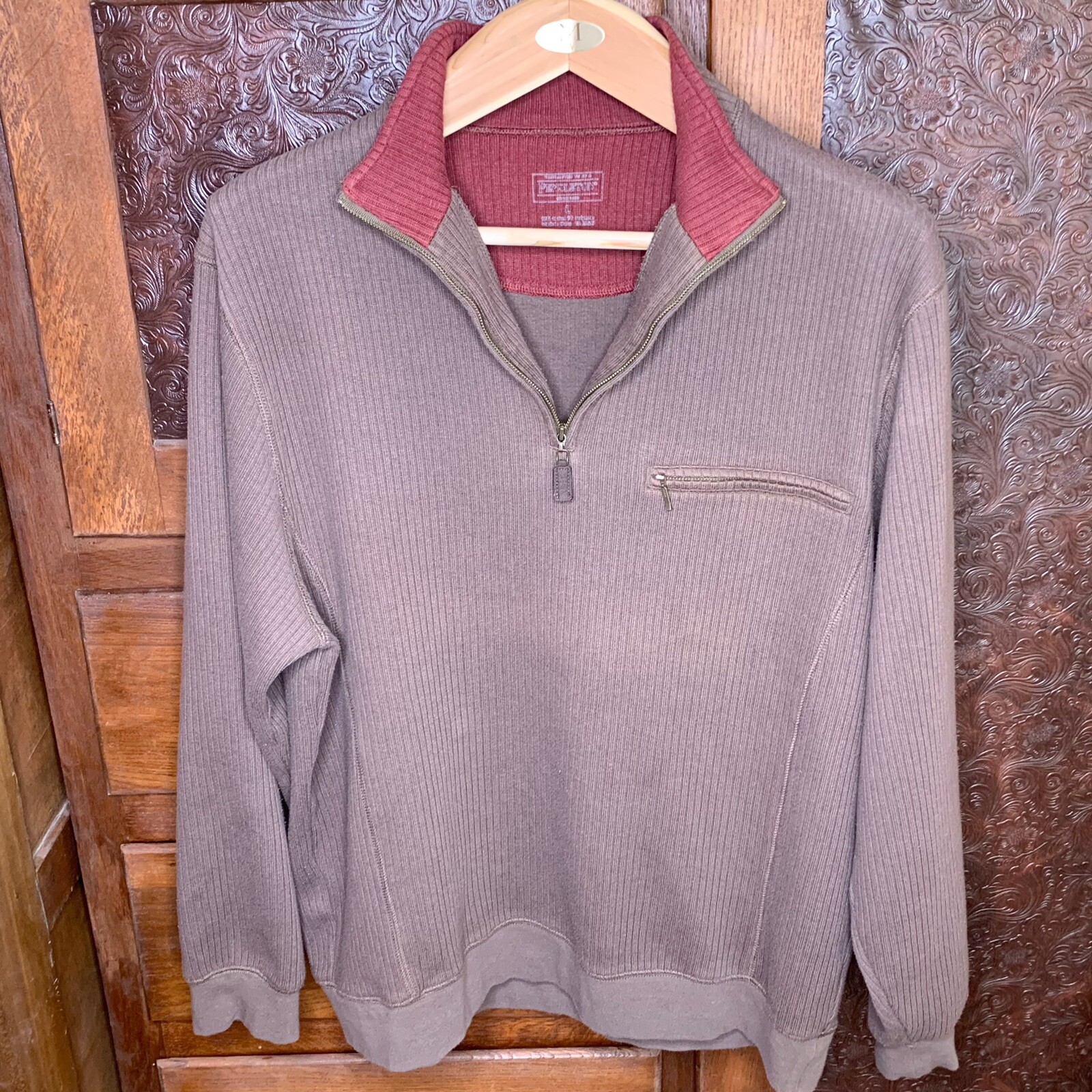Pendleton 1/4 Zip Pullover Sweater Brown size L C… - image 2