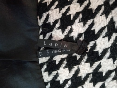 Lapis Houndstooth Blazer Jacket Women's Fully Lined XS Black White Pockets - Picture 3 of 10