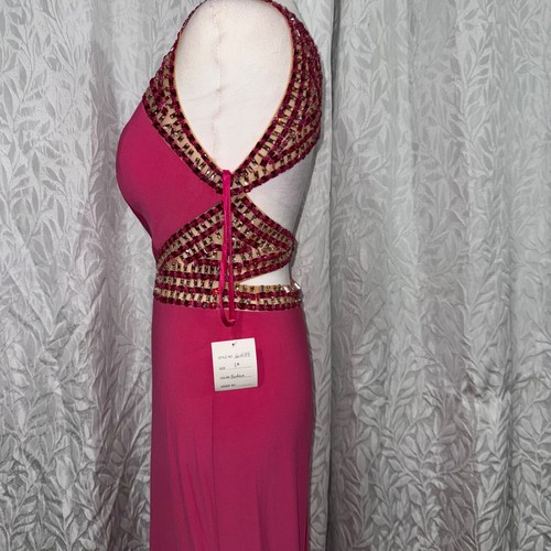 Luxury Pink Beaded Evening Dresses round Neck formal Prom bridesmaid dress size6 - Picture 11 of 12
