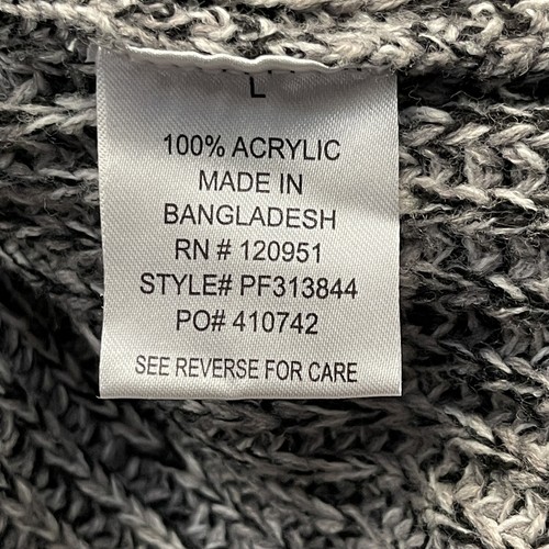 Pink Rose Cable Knit Sweater NWOT Black White & Gray Herringbone Size Large - Picture 6 of 7