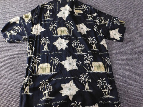 Campia Mens Shirt Medium Black Floral Hawaiian button up rayon - Picture 7 of 11