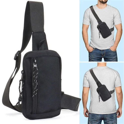 Men's Shoulder Bag Oxford Chest Bag Sling Crossbody Bag Casual Travel Phone Bag - Picture 1 of 11