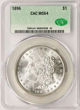 1896 $1 Morgan Silver Dollar CAC MS64