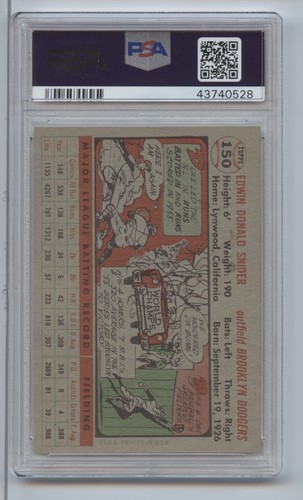 1956 Topps Duke Snider GB #150 PSA 7,5 - Foto 2 di 2