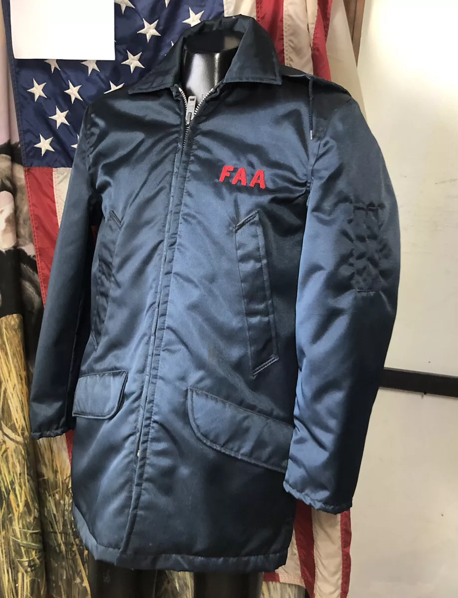 Vtg FAA Titan Golden Fleece Navy Blue Parka Hooded JACKET Coat Mens 38 M Medium