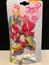 NEW JoJo Siwa MINI HAIR BOW 3 PACK Rainbow Unicorn Gems Signature Bows 3"