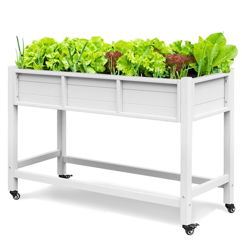 Poly Wood Elevated Raised Garden Bed with Wheels Planter Grow Box Outdoor Yard - Picture 28 of 32