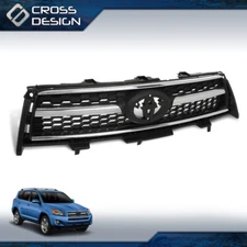 Fit For 2009-2012 Toyota RAV4 Black Front Bumper Grille Assembly w/Chrome Trim