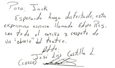 Jose Luis Castillo Signed Auto 3x5 Index Card The Box