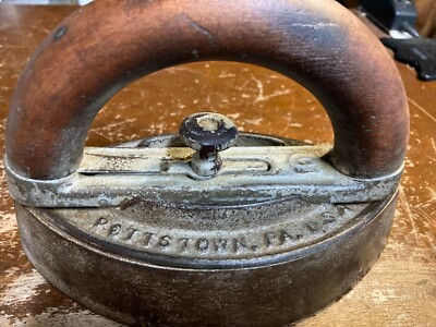 Vintage Sad Iron Wood Handle Colebrookdale Iron Co. # 55 Pottstown