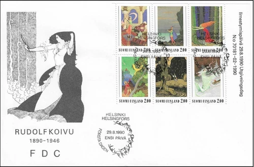 Fairy-tale Illustrator Sheet Famous Rudolf Koivu Finland Mint FDC 1990