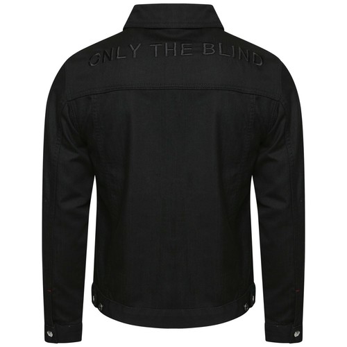 Only The Blind Chaqueta Denim Negra XL Logotipo de Hombro Bordado Rojo Loto - Imagen 2 de 12