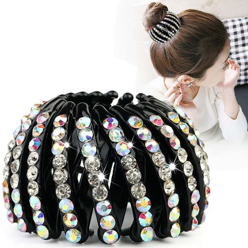 4×Magic Hair Claw Clip Rhinestone Bird Nest Plate Hairpin Ponytail Hair Holder - Picture 5 of 17