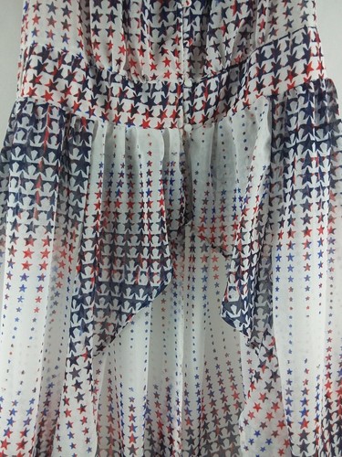 Ashley Stewart High Lo Red White & Blue Multi Stars Top Blouse Size 12W - Picture 6 of 7