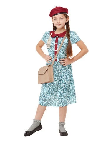 40s Wartime Girls Fancy Dress 1940s WW2 Kids Historical Book Day Costume Outfit - Image 2 of 4