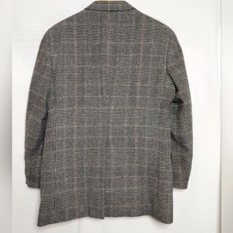 Blazer Abrigo Deportivo Austin Reed Vintage Lana Cuadros Negro Blanco Rosa Claro Est L 40 Foto 3 de 4