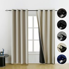 100 Beige Blackout Curtains for Bedroom,Room 54"W x 84"L Pack of 2 ,