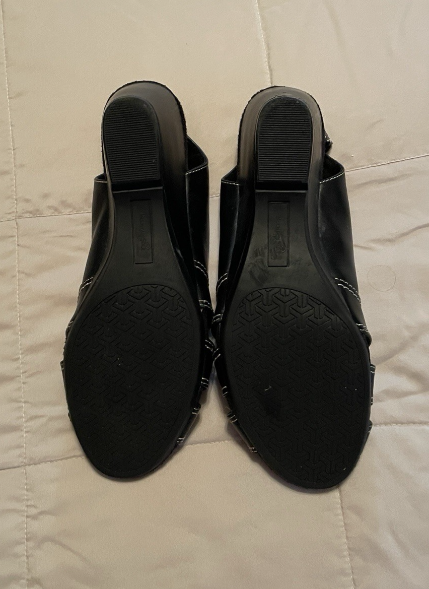 SAOLA Sandali donna con zeppa punta aperta 3 cinturini suola montagna misura 7 5 neri