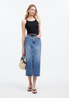 Madewell the Rilee Denim Midi Skirt Front Slit Enmore Wash High-Rise 90's 29 — photo 1