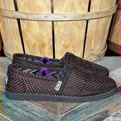 BOBS Mars Brown Weave Dual Density Memory Foam Slip-On Flats Womens Size 6