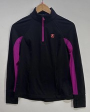 Fila Performance Running Jacket Women's 1/4 Zip Black with Magenta Pink Trim S