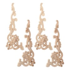 4 Pcs Furniture Decal Wood Carved Appliques Decorative Unpainted