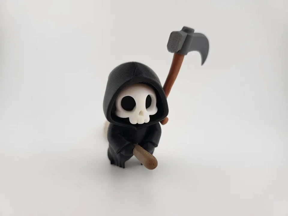 Grim Reaper on a Broomstick - Spooky Cute Skeleton Deco - Image 2 of 4