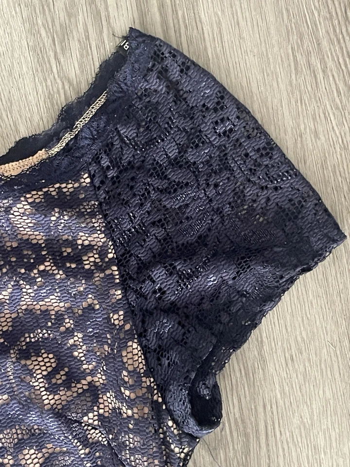 Bisou Bisou 蕾丝紧身鸡尾酒迷笛连衣裙 16 码 Moody 浪漫紧身 Y2K — 第 2/4 张图片