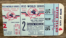 1955 World Series Game 2 Ticket Stub Yankees vs Brooklyn Dodgers EX Condition